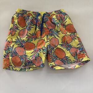 Tipsy Elves Swim Trunks Mens Medium Pineapple All Over Print Beachy Preppy READ